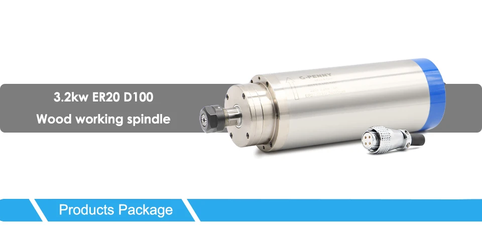 G-Penny 3,2 kW ER20 wassergekühlter Spindelmotor, 0,01 mm, 4 Stück Lager, 24.000 U/min, 400 Hz, 100 mm, für CNC-Holzbearbeitungs- und Graviermaschinen. – Detail 1