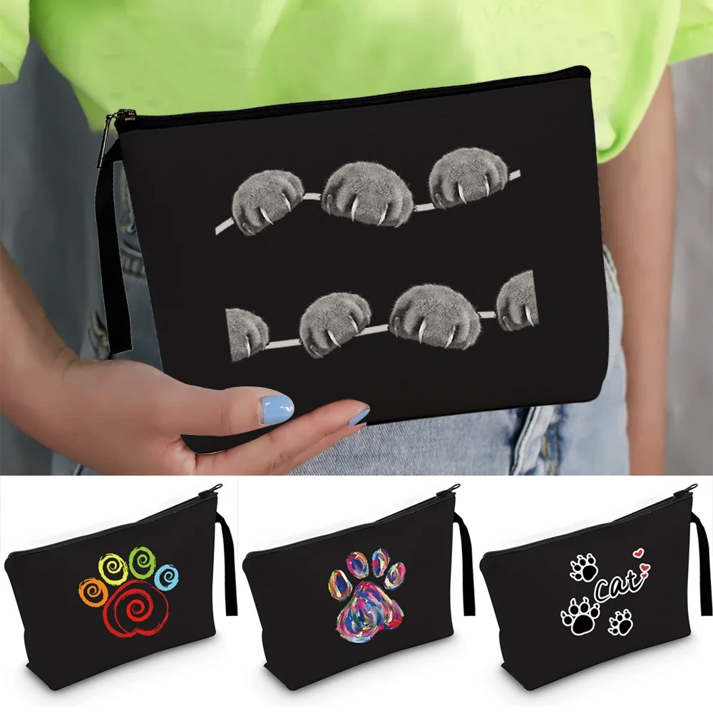 

Fashion Footprints Pattern Zipper Storage Bag Makeup Pouch Travel Mini Makeup Organizer Bag Casual Daily Commute Cosmetic Pouch