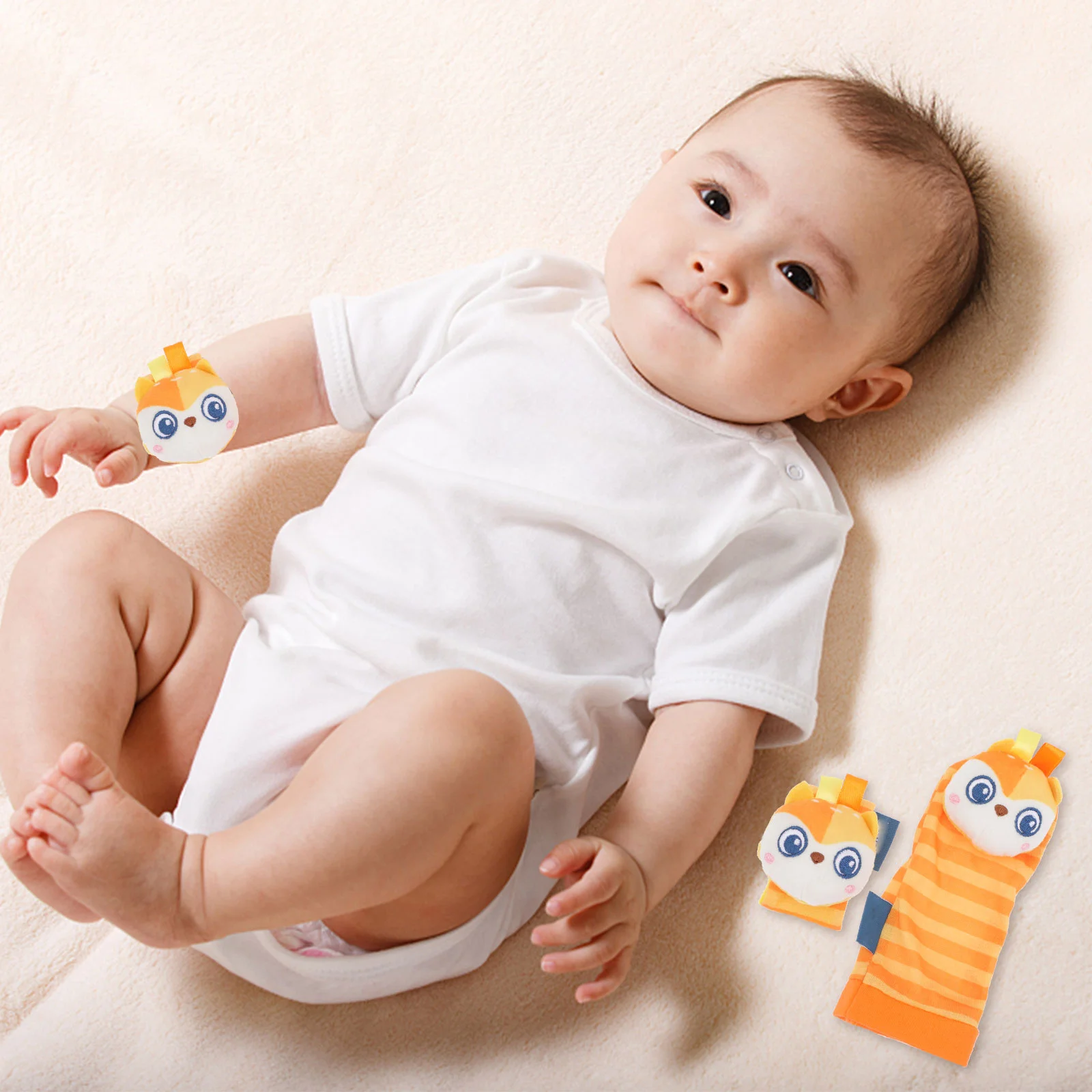 1 set sonagli da polso per bambini calzini sonaglio cartoni animati ricerca piedi sicuro e confortevole materiale flessibile sonagli da polso per bambini