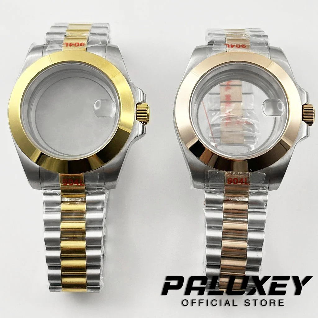 

40mm PVD NH35 Case Sapphire Crystal Waterproof Presidential Bracelet Watch Case for NH34 NH35 NH36 NH38 ETA2824 PT5000 Movement