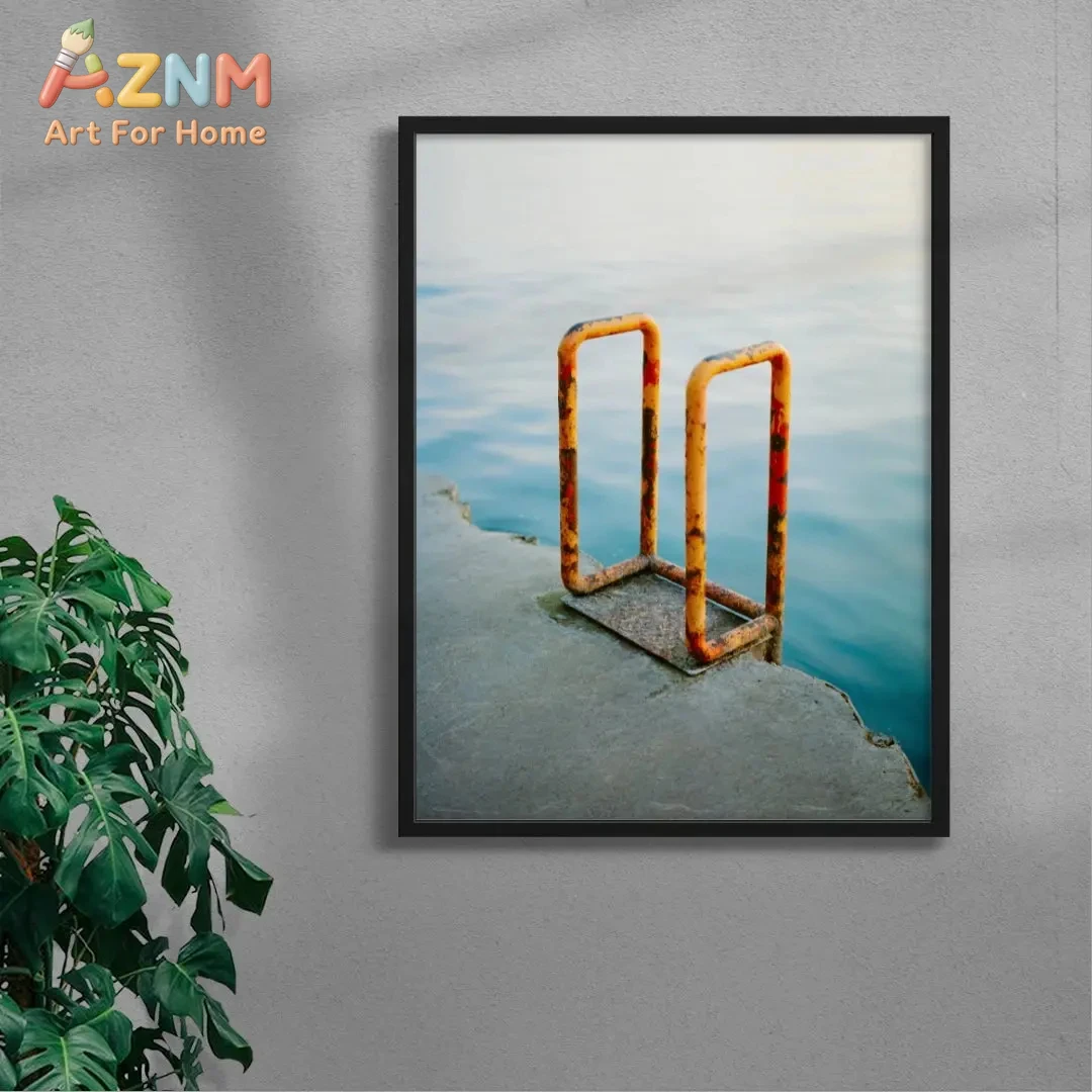 Rusty Dock Ladder Coastal Framed Wall Art - Vintage Seaside Film Photography Print