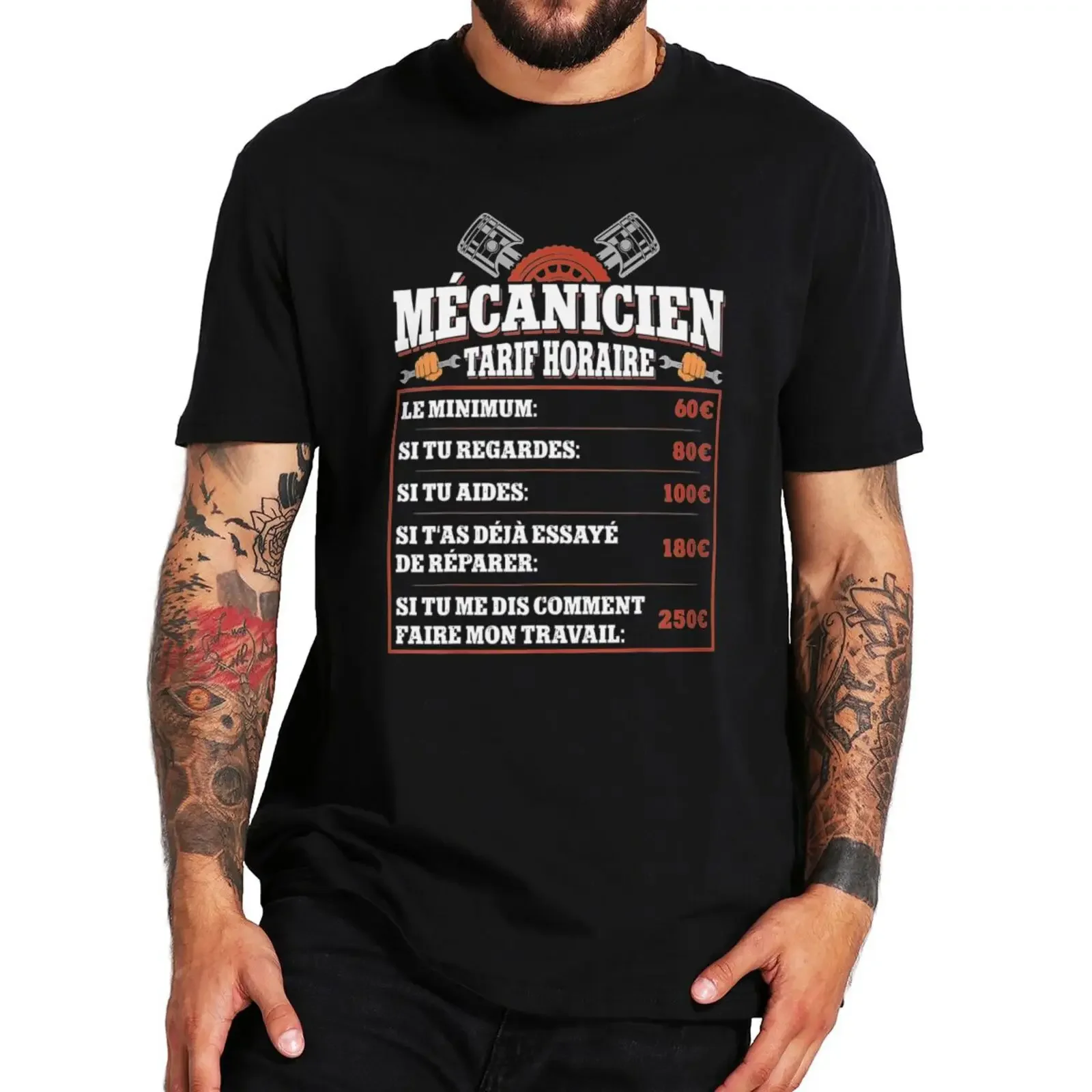 Camiseta de algodón para hombre, camisa de cuello redondo, texto en francés, mecanismo de Humor, coche, papá, regalo, Verano