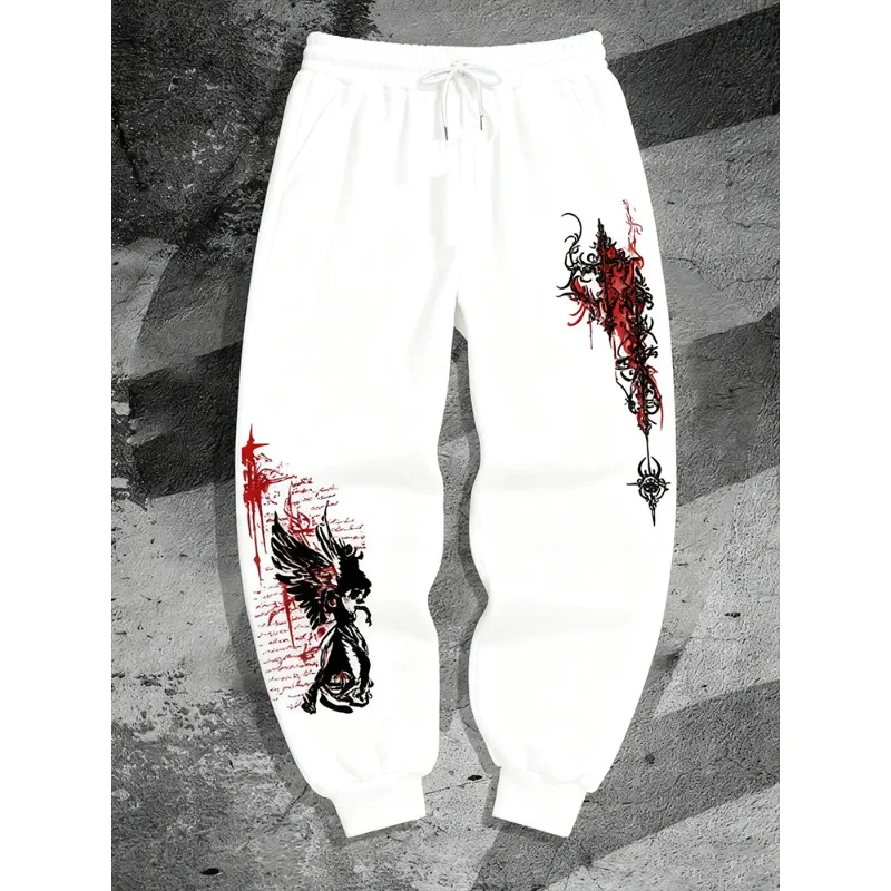 

Gothic Casual Sweatpants, American Vintage Oversized Pattern Pants, Y2K High Street Harajuku Sports Training Drawstring Pants