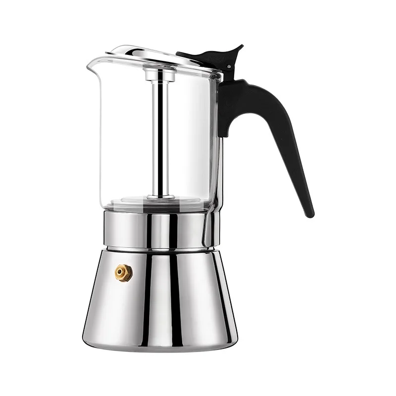 

Stainless steel glass double valve mocha pot, convenient hand-brewed coffee pot filter pot for home use