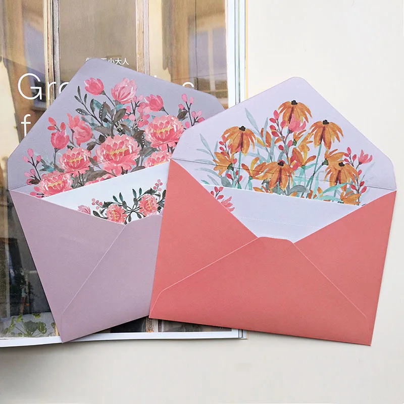 

Kawaii Envelopes Letter Paper Set Flower Envelope Wedding Greeting Card Invitation Cards Cover Korean Stationery Office Supplies