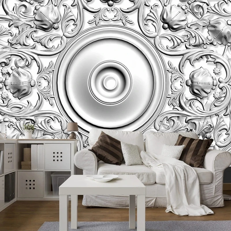 

Creative Art Wall Decor 3D Round Circle Plaster Pattern Wallpaper for Bedroom Living Room TV Background Large Mural Customized