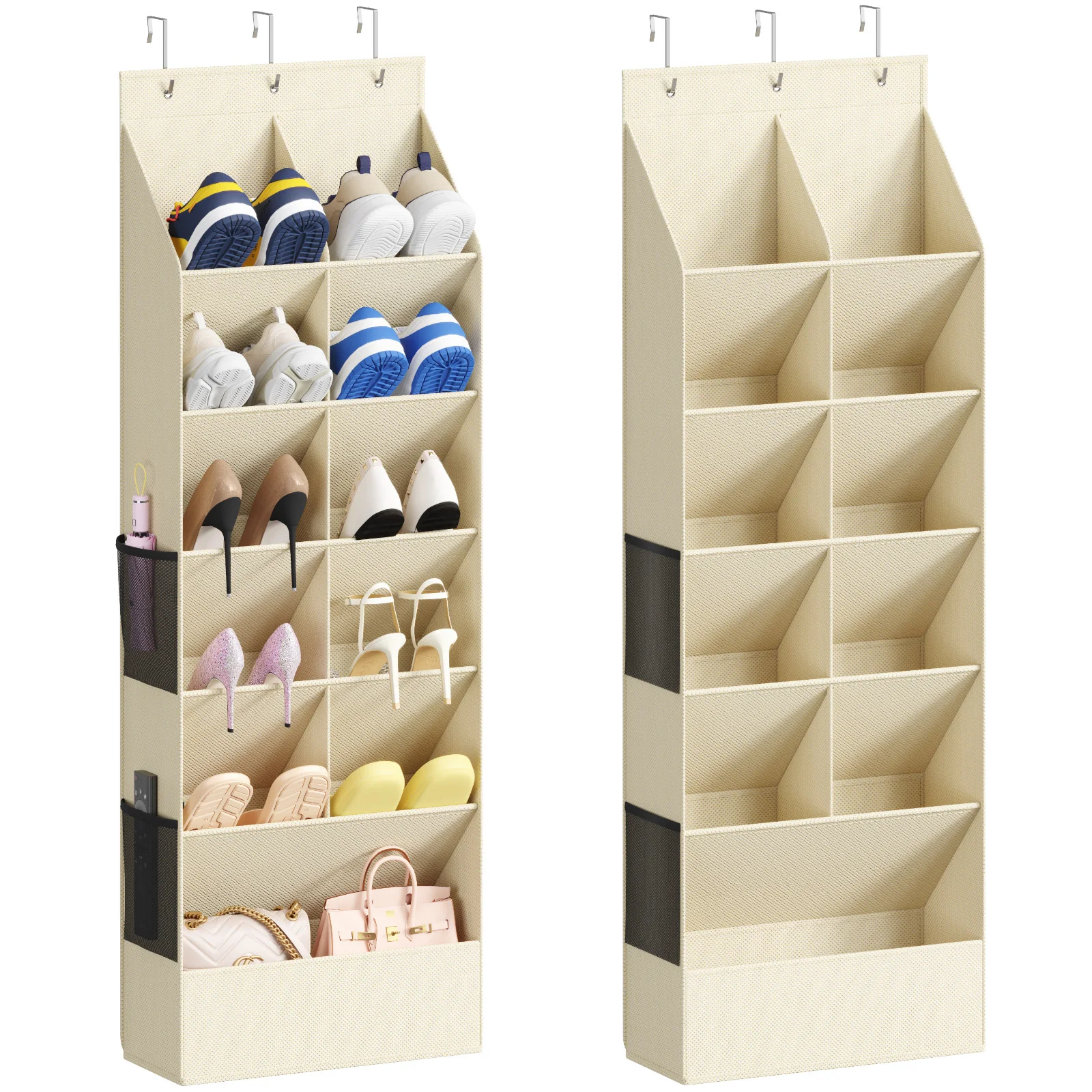 

Over the Door Shoe Organizers, Hanging Shoe Rack with 11 Pockets, 5 Layers Shoe Holder for Closet Door Storage Includes Boots