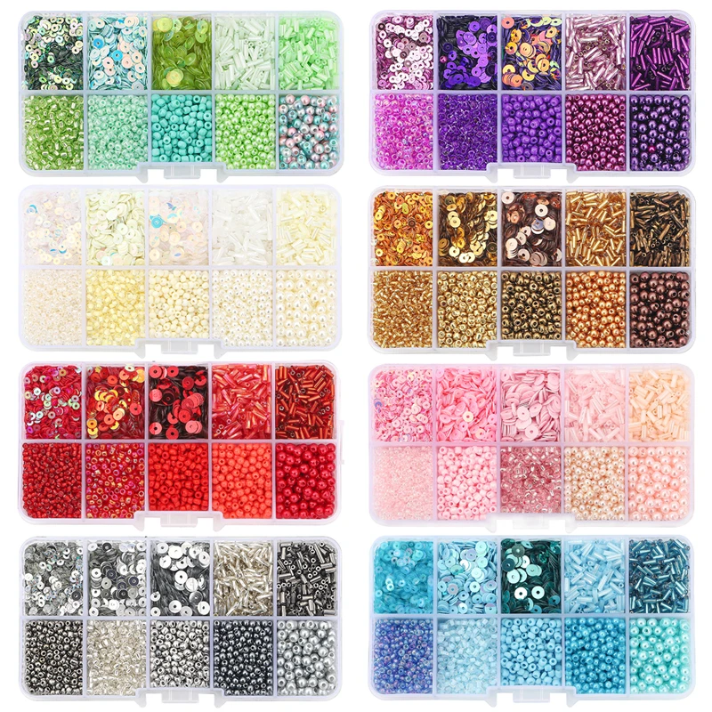 Small Czech Crystal Glass Seed Bead Sequin Box Charm Alphabet Beads Set For DIY Embroidery Bracelet Earrings Jewelry Making