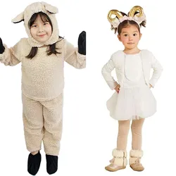 Kids Animal Costumes Lamb Sheep Cosplay Boys Girls Romper For Children Purim Carnival Party Wear ﻿