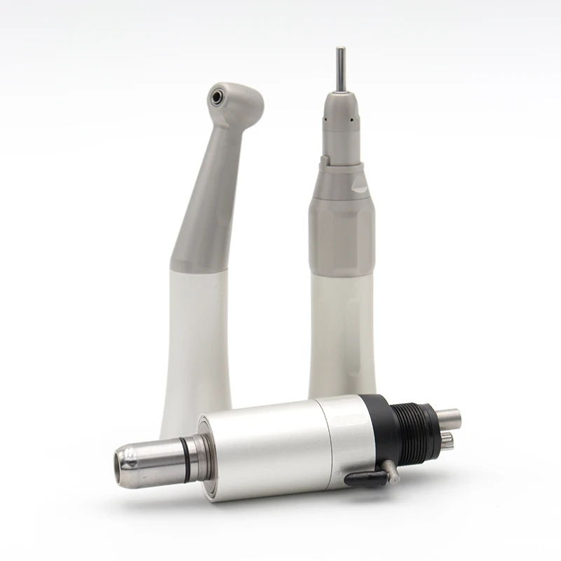 Dental Low Speed Handpiece Kit E-type Latch External Contra Angle Straight Nose Set 4 Holes Air Motor Water Spray ø2.35mm