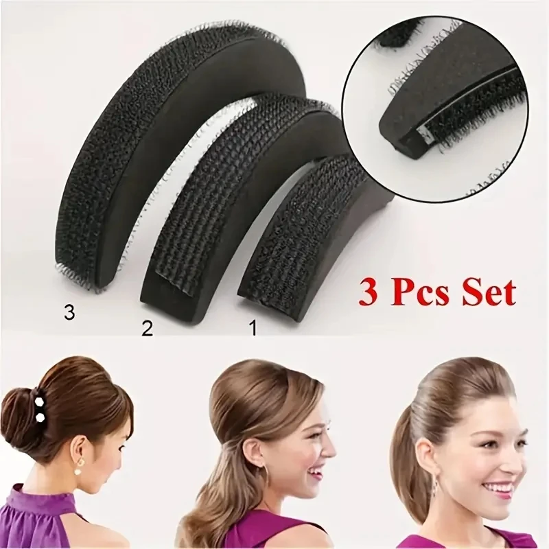 3Pcs/Set Hair Pads Hair Volume Increase Puff Hair Bun Maker Donut Magic Foam Sponge Bump Up Insert Base Hair Styling Accessories