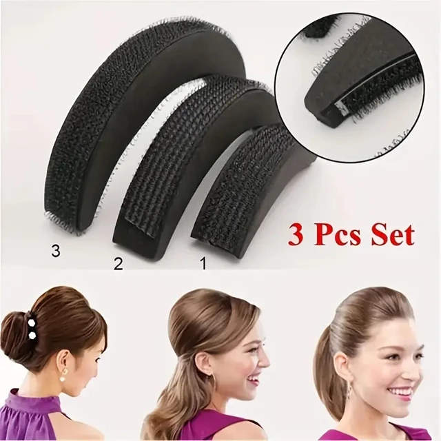 3Pcs/Set Podkładki do włosów Zwiększanie objętości włosów Puff Hair Bun Maker Donut Magic Foam Sponge Bump Up Insert Base Akcesoria do stylizacji włosów
