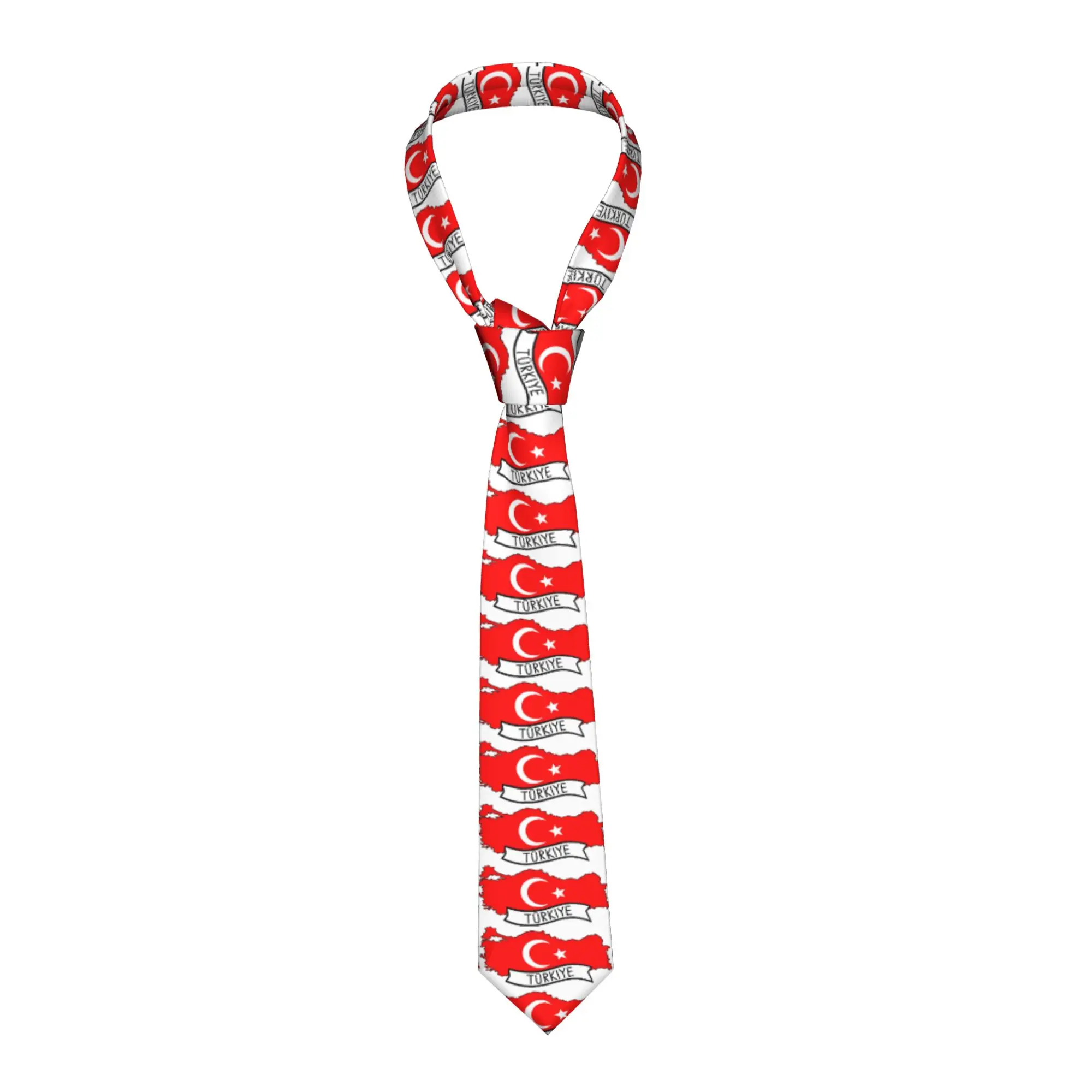 Turkey Flag Map Tie  Cosplay Party Neck Ties Unisex Adult Vintage Cool Necktie Accessories High Quality Design Collar Tie