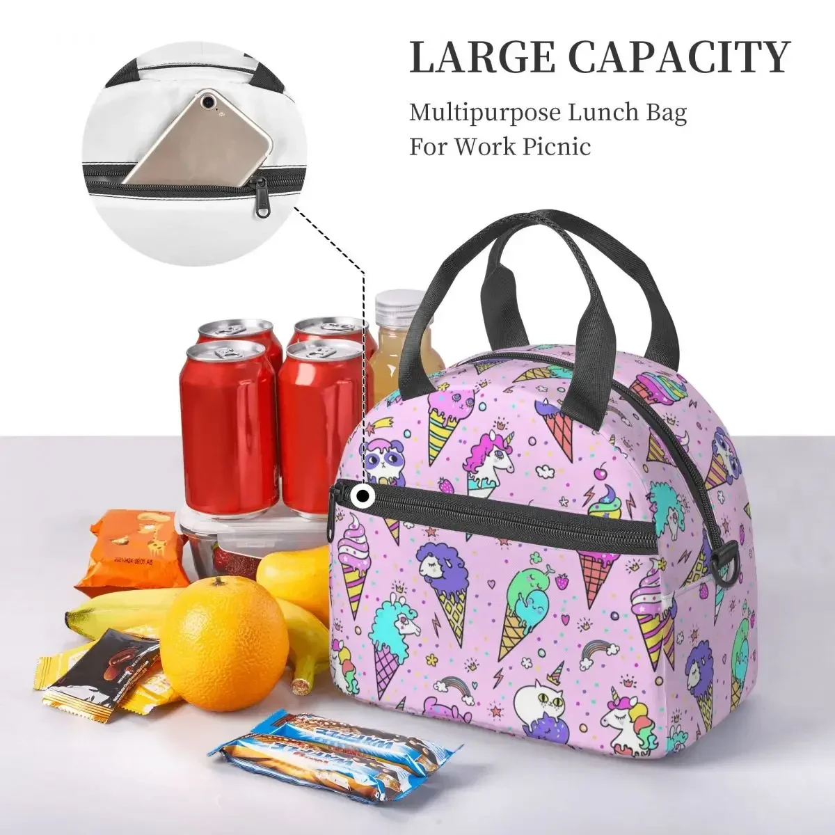 

Lunch Bags Insulated Bento Box Portable Lunch Tote Resuable Picnic Bags Thermal Bag for Woman Girl School