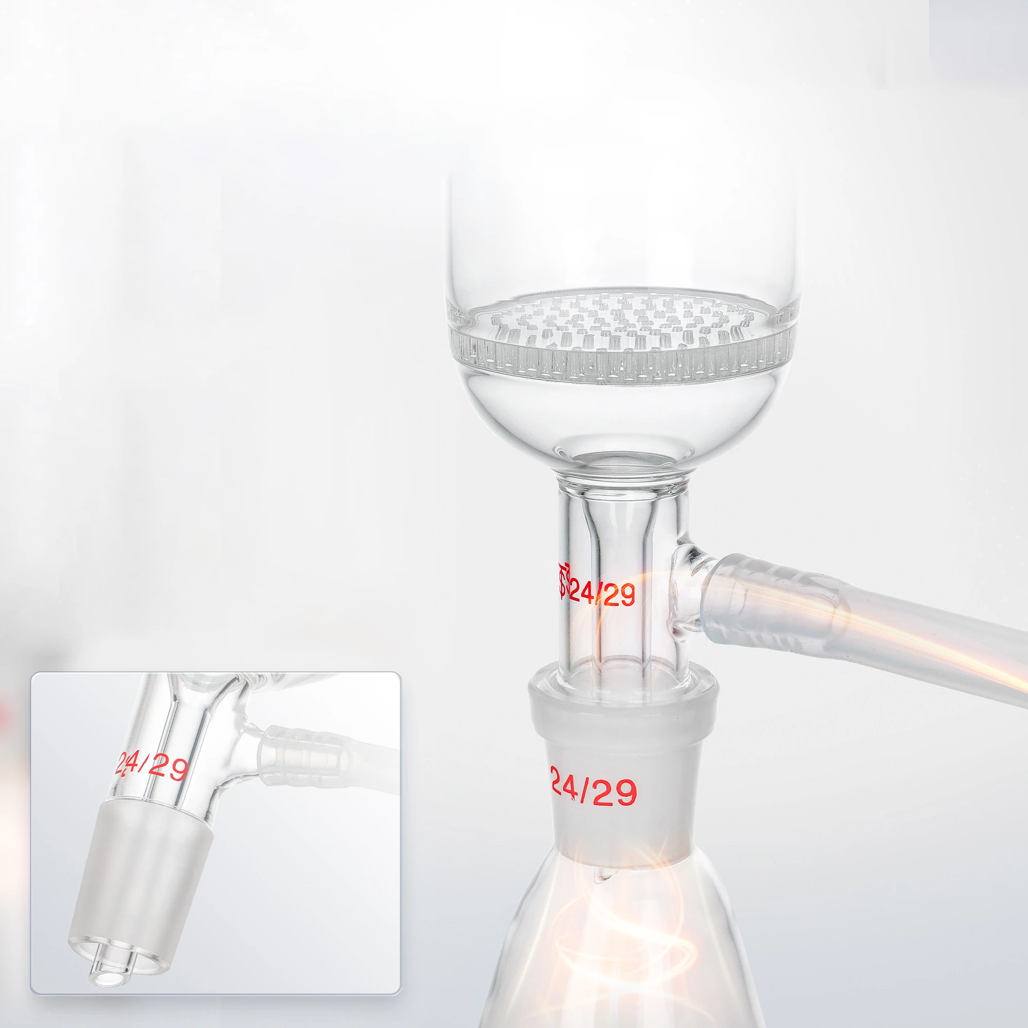 1 set of Buchner funnel suction filtration device, 100ml glass plate porous funnel, 250ml Erlenmeyer flask