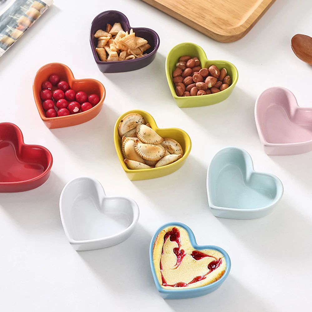 Heart Shaped Bowl, Small Dipping Sauce Cups, Ramekins Oven Safe for Creme Brulee Salad Snack Dessert Souffle Pudding Custard