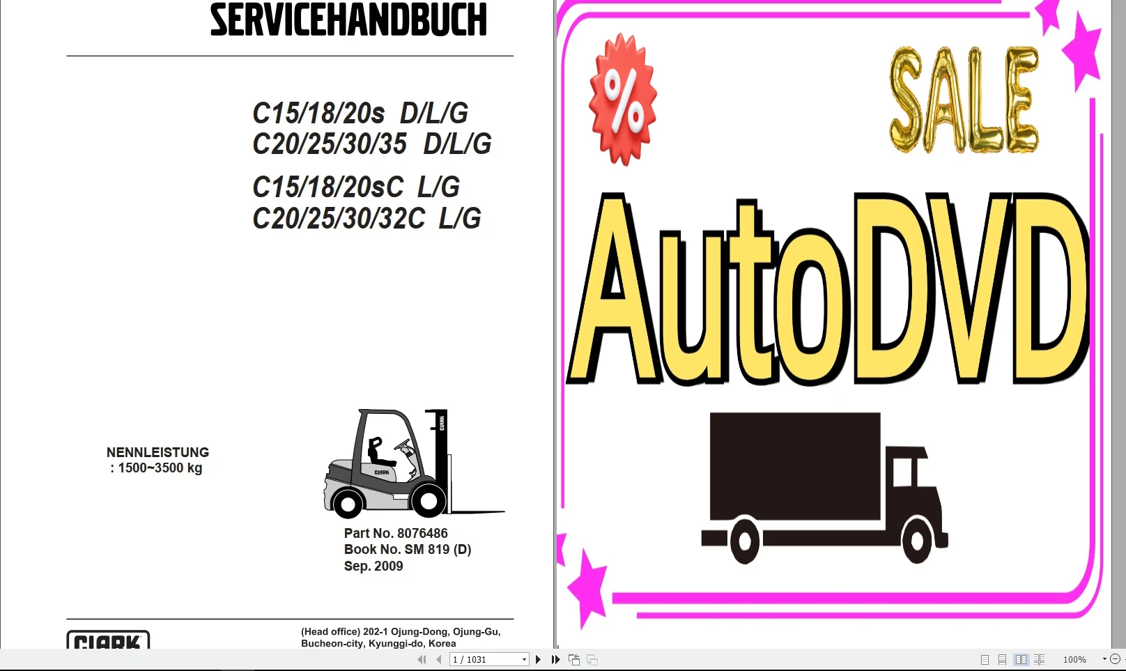 

Вилочный погрузчик AutoDVD Clark PDF 2022 10,22 ГБ Руководство по обслуживанию, руководство по эксплуатации и каталог запчастей DVD