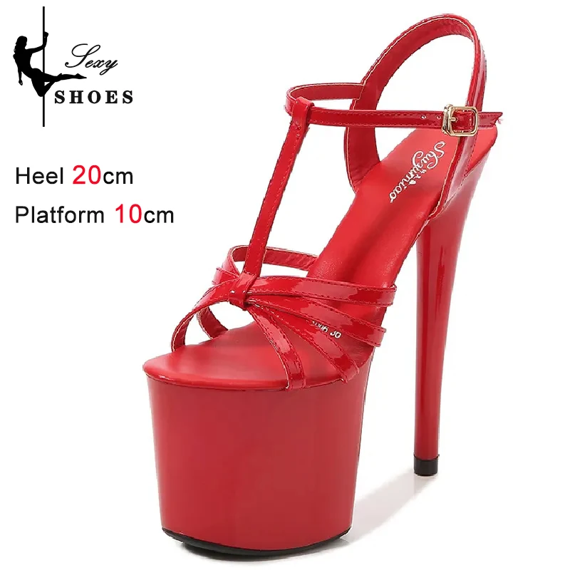 Concise Narrow Band T-Tied Shoes Platform Heigh Gladiator Women Sandals Summer High Buckle Strap Thin Heels Party Wedding Shoes