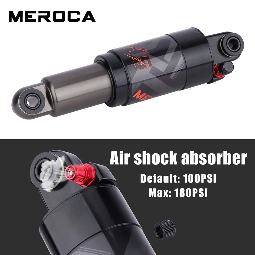 MEROCA Mountain Bike Air Shock Absorber 125mm/150mm/165mm/190mm/200mm Scooter Alloy MTB Folding Bicycle Rear Shock Cycling Parts