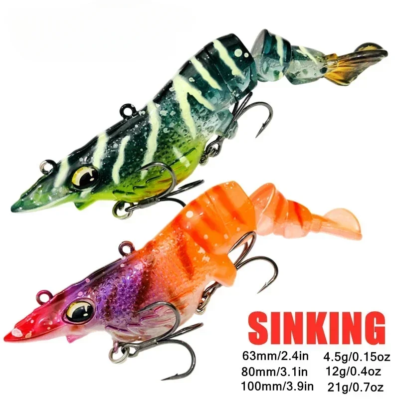 New Shrimp 4.5g 12g 21g Fishing Lure Slow Sinking Minnow Wobbler Bass Pike Artificial Bait Tackle