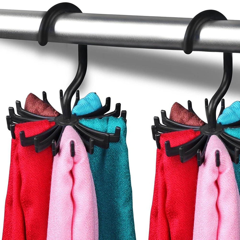 

8pcs Rotating Rack Hanger ganizer Non Slip Hold 20 Ties Scarves Small Tie Hanger Space Easy Use Black Man Silk