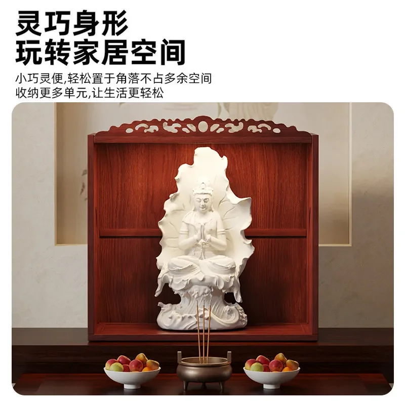 Desktop Small Offering Table for Buddha Guanyin God of Wealth Mini Buddhist Shrine Altar Stand Compact Bodhisattva Seat Home