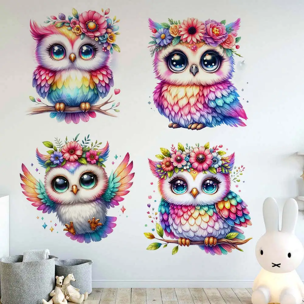 

Pastel Watercolor Owl Wall Sticker Room Decor Bathroom Toilet Living Room Decor Cabinet Refrigerator Home Decor Decals S174