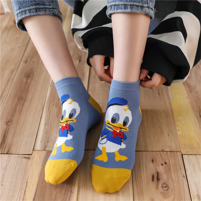 Disney Anime Cotton Socks Cartoon Mickey Mouse Minnie Daisy Donald Duck Casual Socks Fashion Print Women Socks Kids Sock Gift