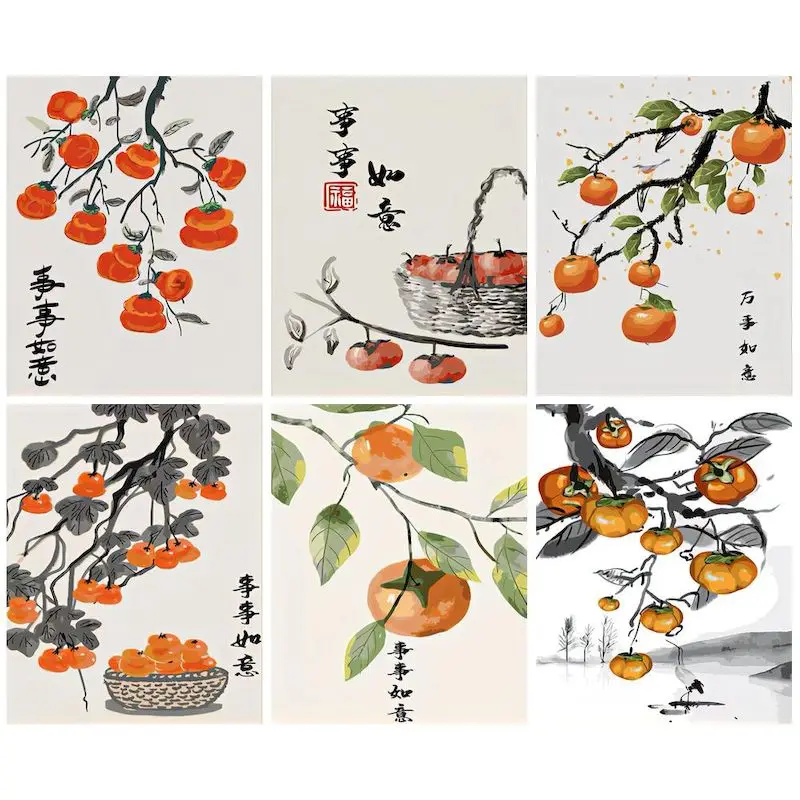 

GATYZTORY Pictures By Number Persimmon Fruit Kits Drawing On Canvas Diy Painting By Numbers Scenery HandPainted Paintings Gift