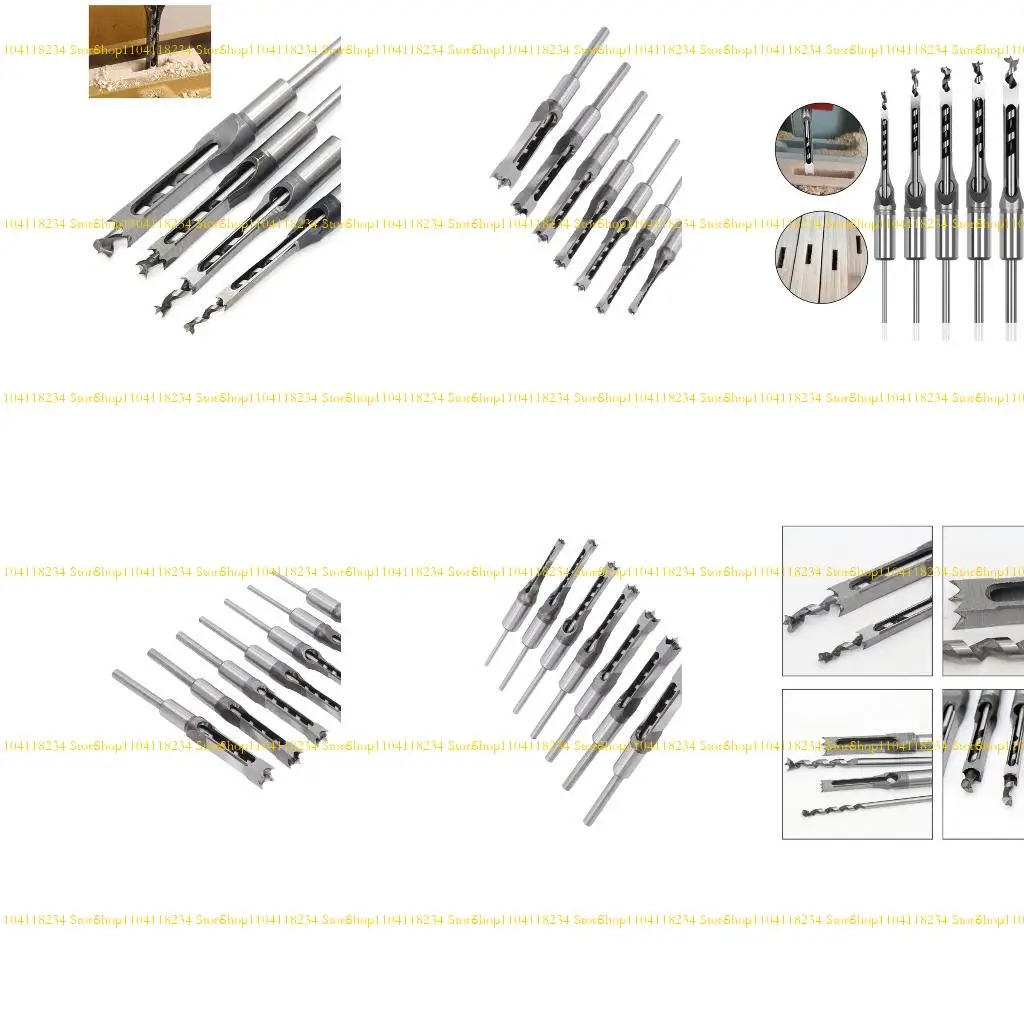 

P9FB 7Pcs Multi Size Woodworking Mortise Drill Set Square Hole Cutters Durable Storage Case Included Square Hole Drill Set