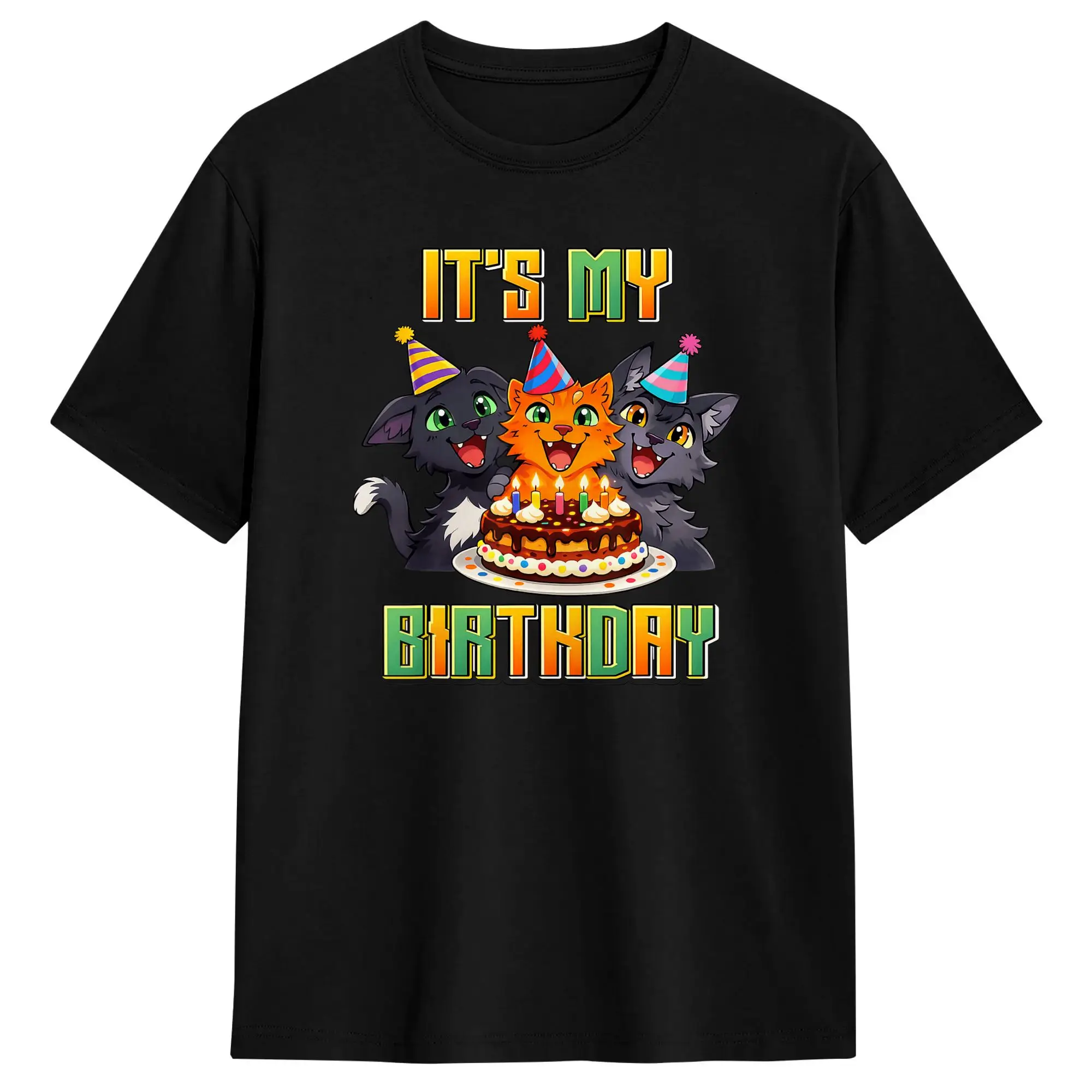 Wind Shadow River Star Thunder Sky Cat Feline T Shirt  Leisure T Shirts Short Sleeve Y2K Funny Tshirt Beach Cotton 6XL Top Tees