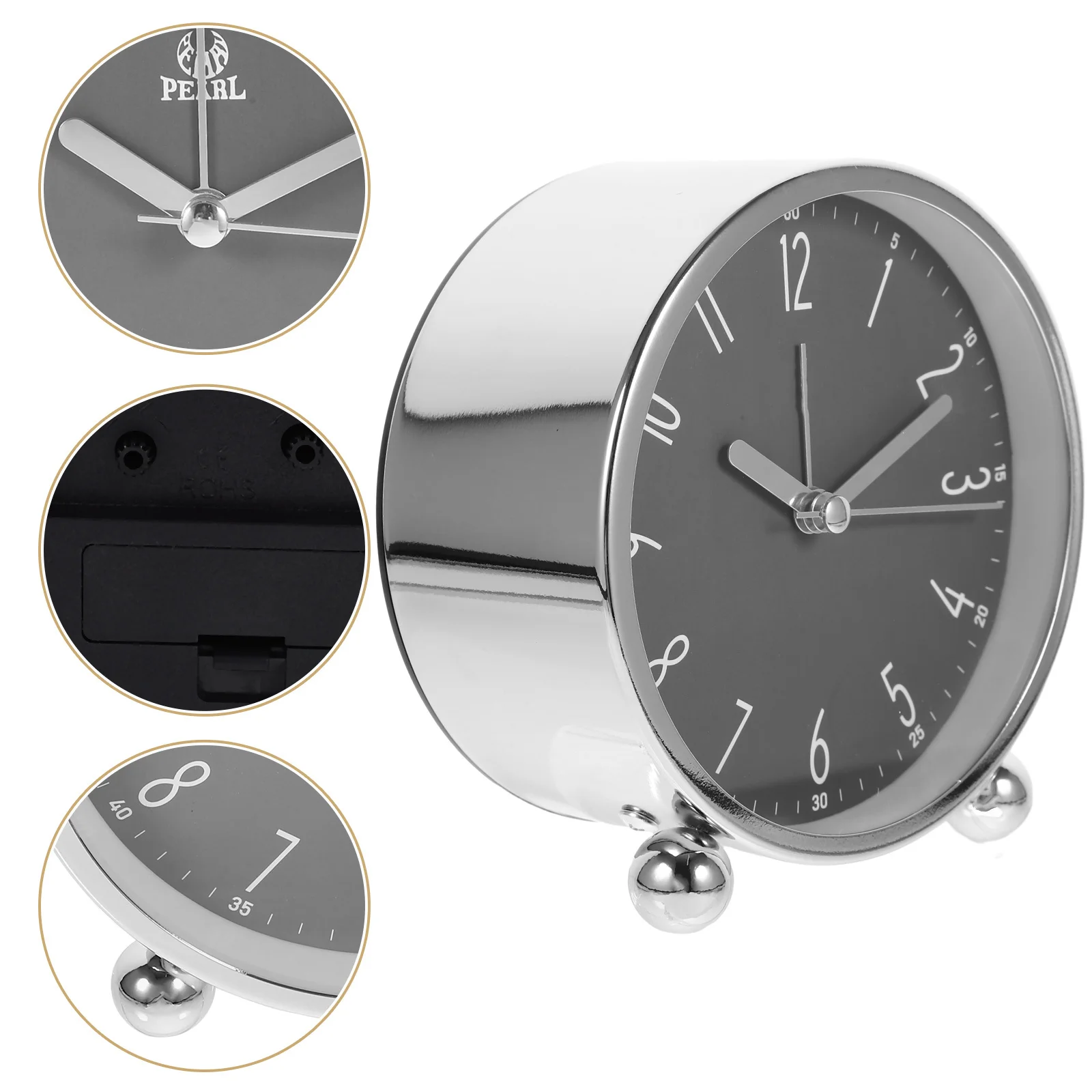 

1Pcs Electronic Alarm Clock Rose Gold Simple Desktop Bedside Clock Silent Moving Time Reminder for Birthday Gift