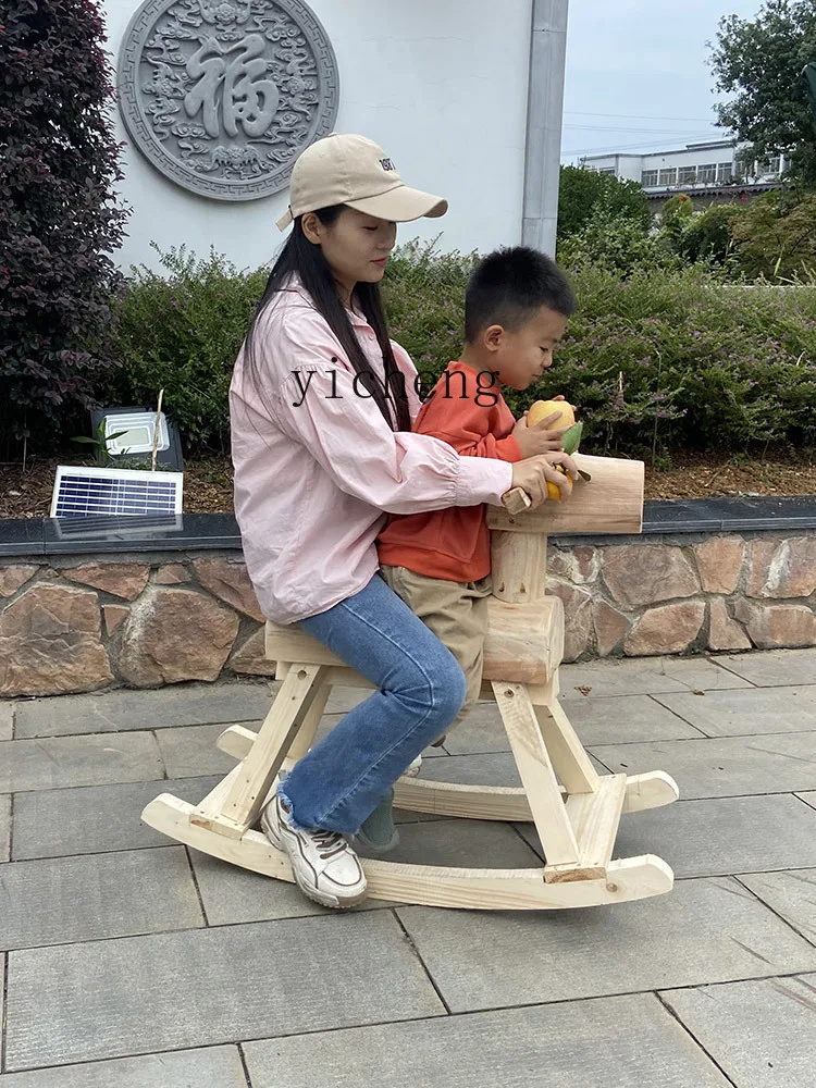 Zf Solid Wood Rocking Horse Carbonized Wood Rocking Chair Adult Guesthouse Decoration Children