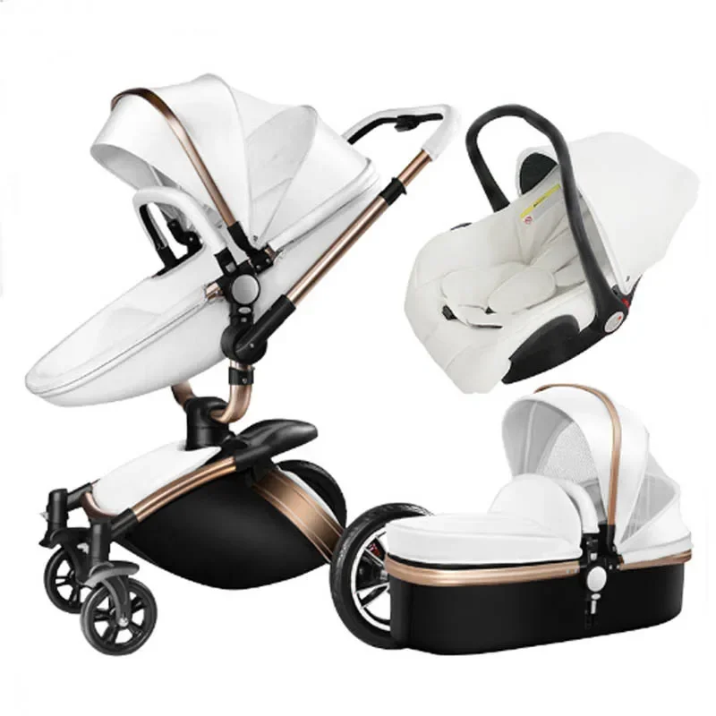 

Wholesale Aluminum hight quality aulon leather baby pram TS69 luxury travel system Baby stroller 3 in 1