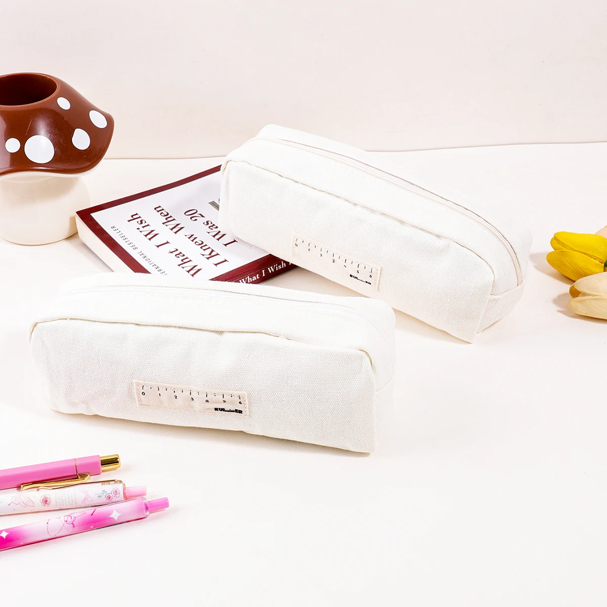 Stationery Office And School Supply Stores - Minimalist solid color single-layer pencil case,