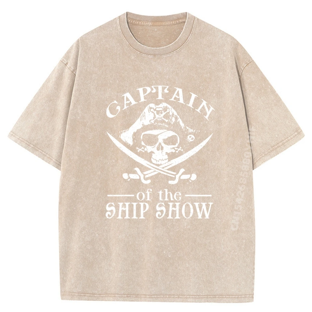 Забавный пиратский дизайн Капитан Корабль Шоу Катер Катание на лодках Капитан Мужская одежда Мужская футболка с короткими рукавами Ретро стираные топы и футболки с принтом