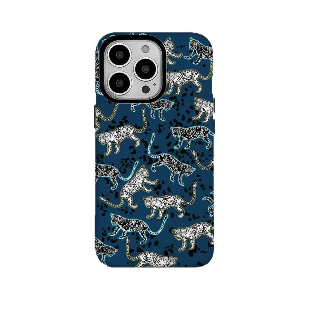 

Deep Blue Leopard Dot Leopard Cartoon Case for IPHONE 16ProMax 15 14 13 12 11 PRO Acrylic TPU Two in One Magnetic Phone Cases
