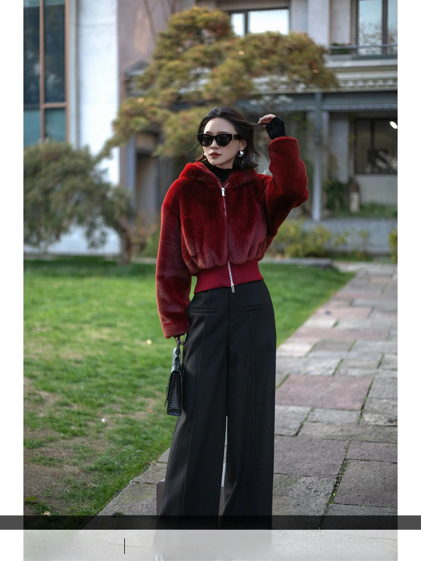 

Warmth-Filled Eco-Friendly Fur Jacket Outerwear by LYXJ Autumn Winter Slimming Women's High Waist Zipper Closure Coat with Hat