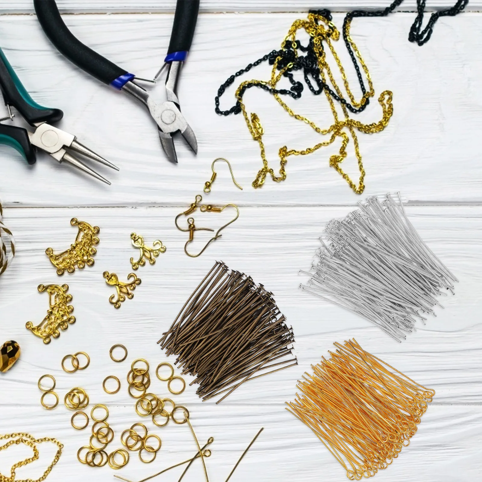 

1Set Jewelry Making Eye Pins Flat Head Pins Bulk Beading Tools for Earrings Necklace Bracelet Accessories Beading Tools