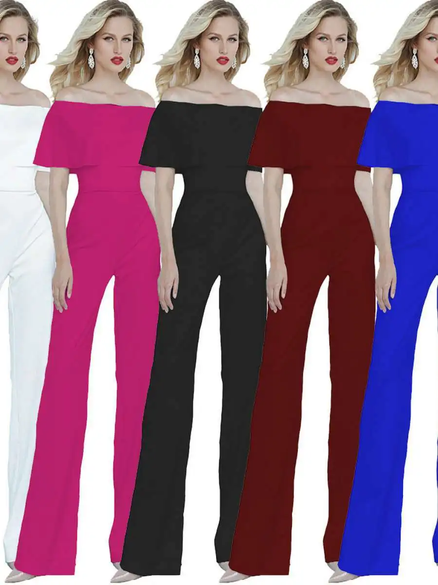 

Новый женский комбинезон на одно плечо 2024 года: модный повседневный цельный костюм с длинными брюками для женщин