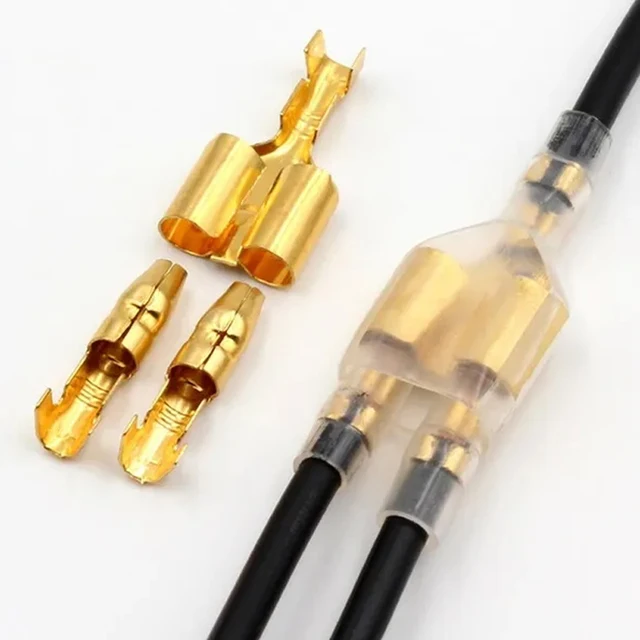 25 50 zestawów 4.0mm bullet zaciskane zaciski samochodowe przewód elektryczny średnica złącza żeńskie + męskie + osłona Case zacisk do tłoczenia na zimno 1in2out