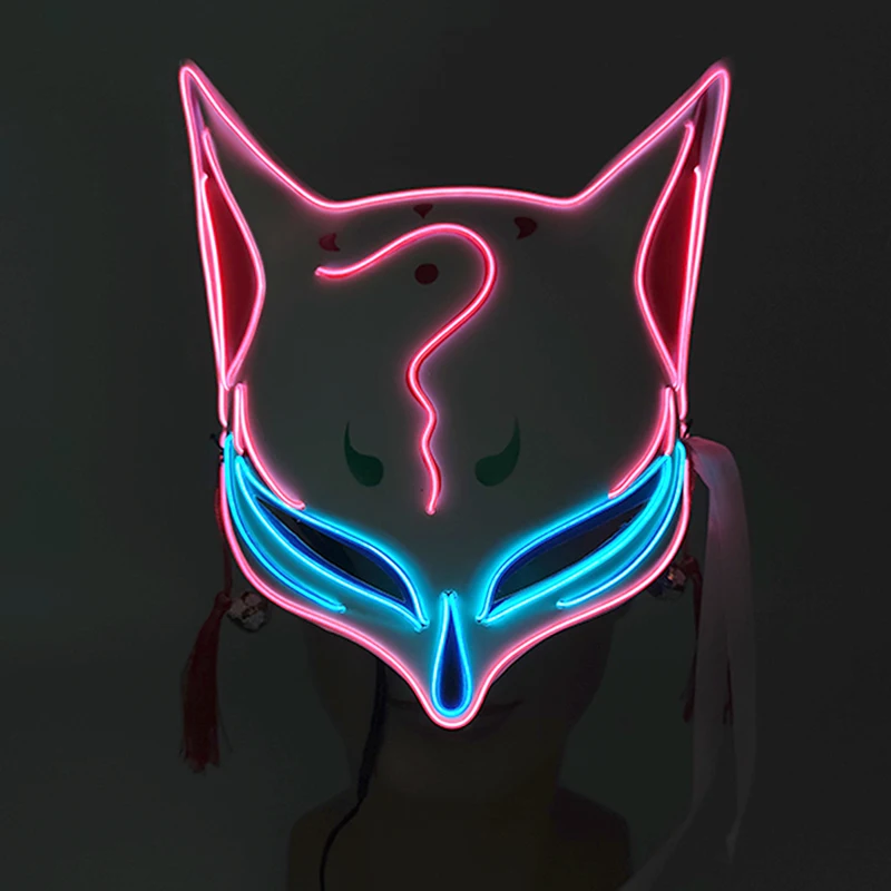 

Lovely Light Up Half Face Mask Luminous LED Fox Mask For Girl Women Makeup Masquerade Glow Mask Cosplay Props