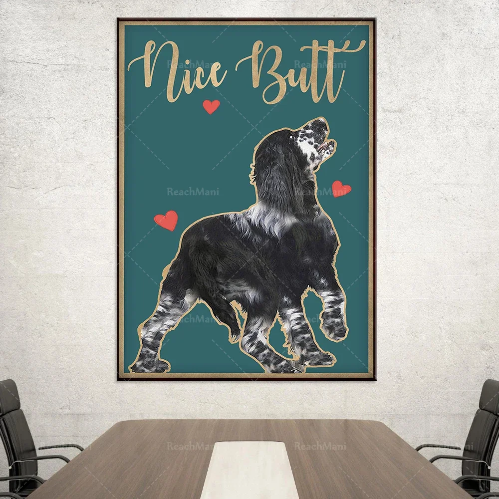 Noir et blanc English Cocker Spaniel beautiful butt funny toilet poster, suitable for home decoration posters for dog lovers