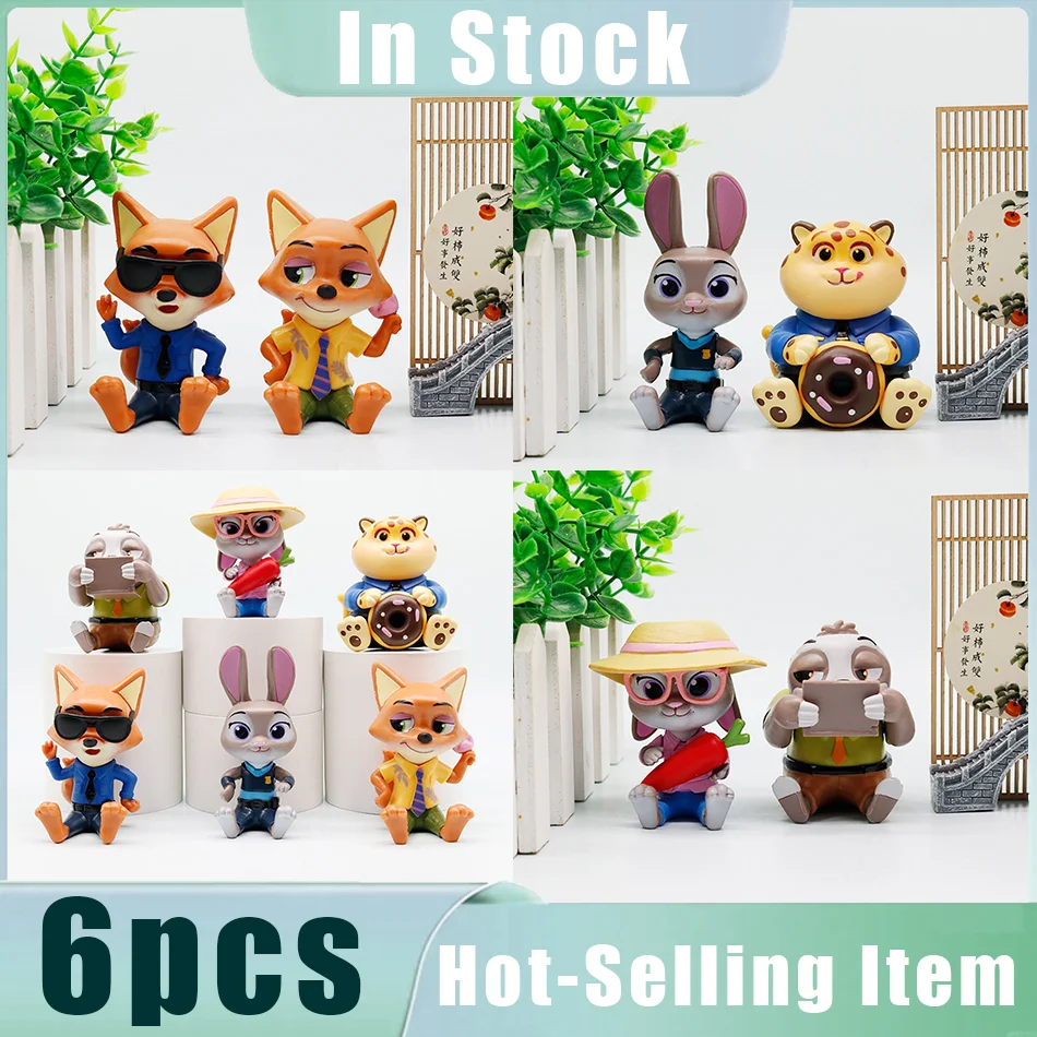 En stock |   Recién llegado, 6 uds., figuras sentadas de la serie de animales de PVC, bonitos adornos de escritorio para niños, regalos de Navidad perfectos
