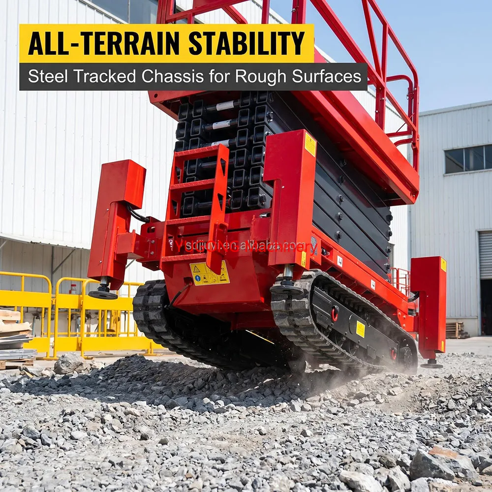 Tracks Scissor Lift 6-12m Elebadores Hidraulicos Mobile Lift Equipped For Regular Aerial Maintenance Works