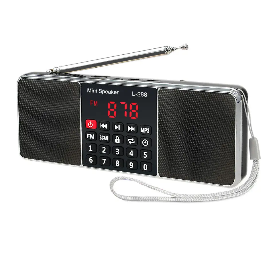 EONKO L-288 Super Bass Stereo FM Radio Speaker with TF USB AUX Lock Button Rechargeable Battery