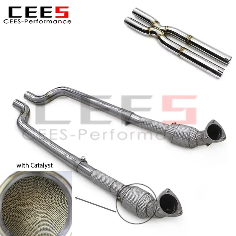 CEES Direct Exhaust Pipe Stainless Steel X Pipe With Free Flow Downpipe for Maserati Gran Turismo/GT 4.2L/4.7L