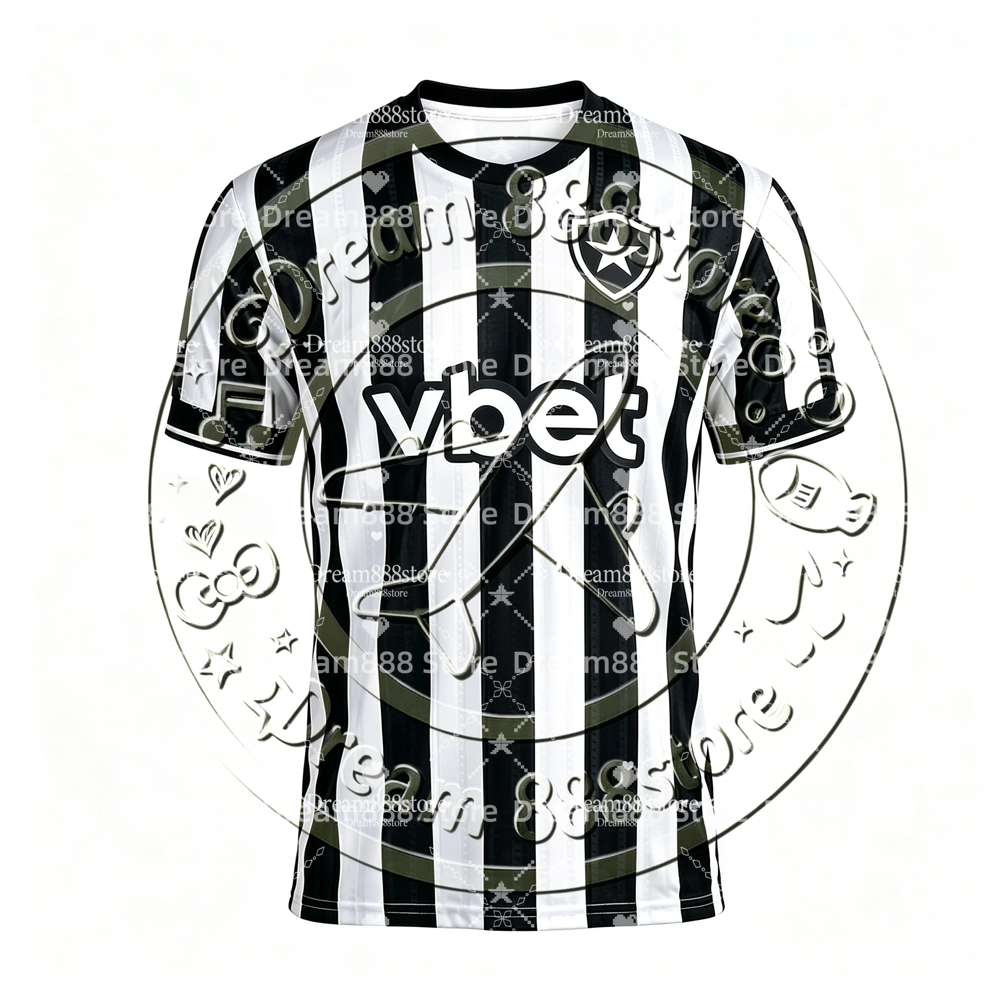 2026-27 Men Botafogo Football Jersey Short Sleeve Vintage Striped Soccer Shirt Breathable Sports Training Top For Casual Daily