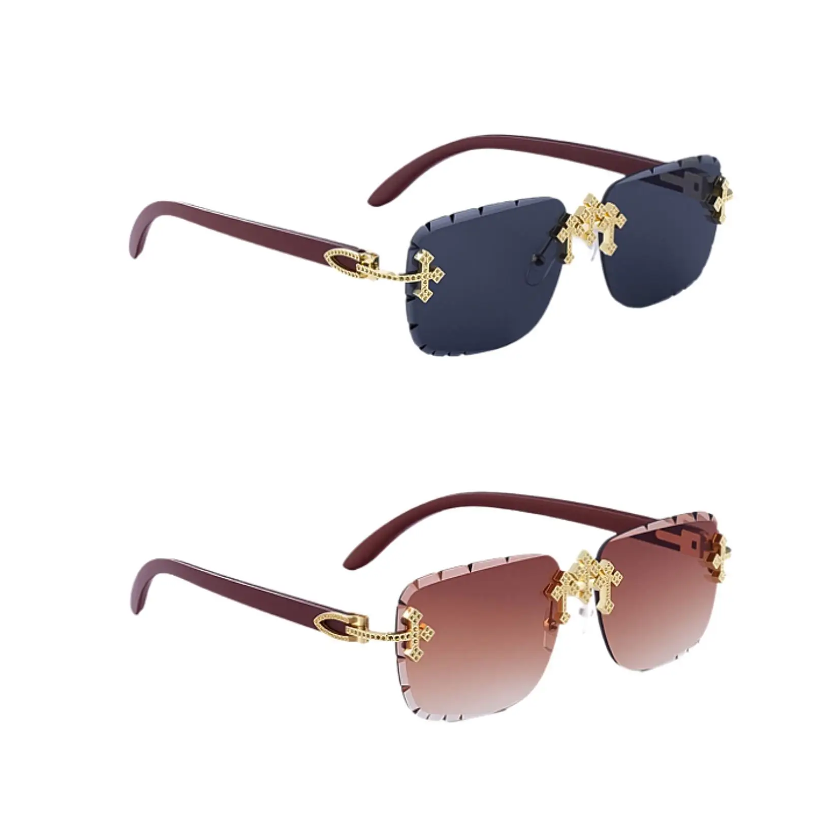 نظارات شمسية مستطيلة بدون إطار نظارات شمسية حديثة للقيادة نظارات بدون إطار للسفر والحفلات والسفر على الشاطئ في الهواء الطلق