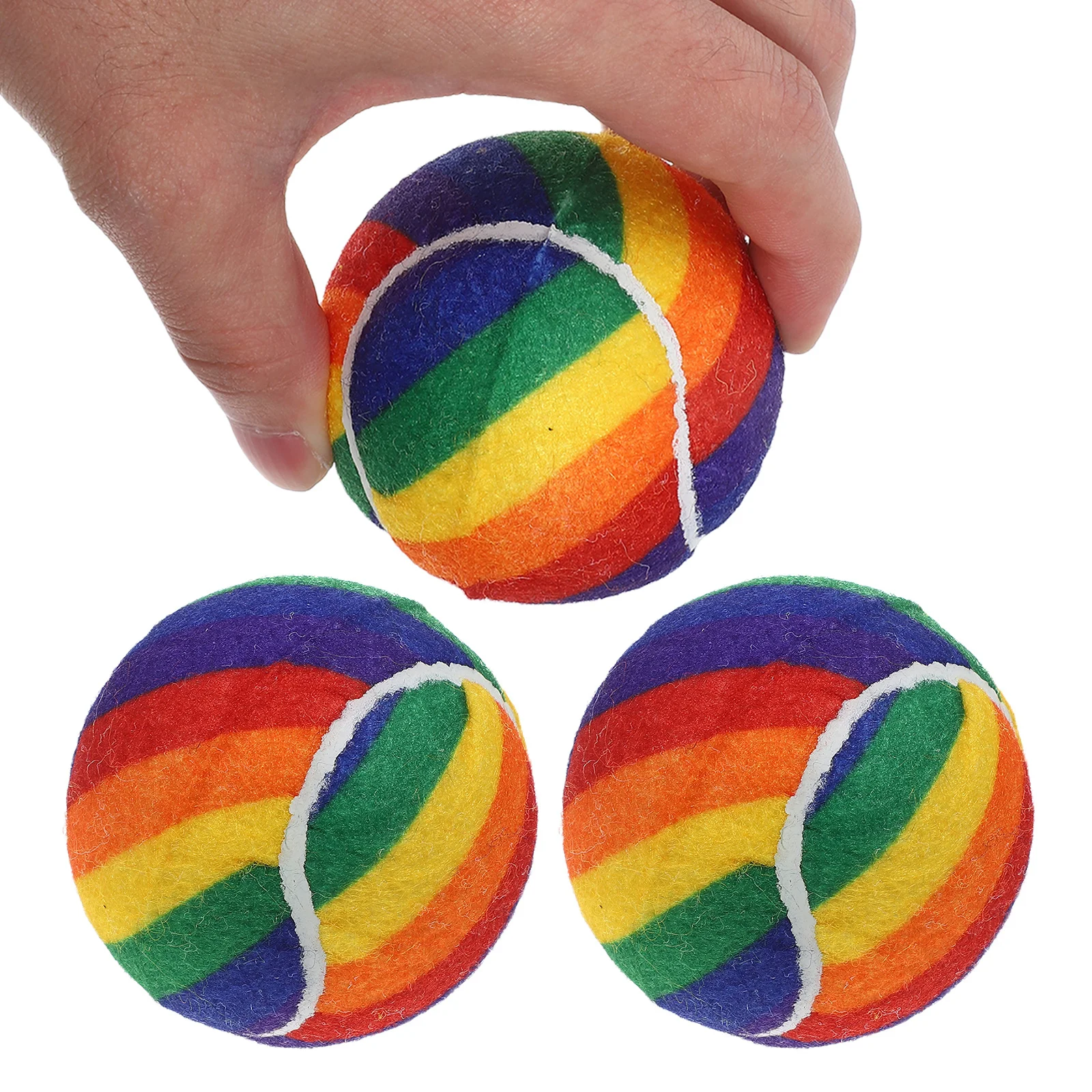 

3Pcs Rainbow Tennis Balls Vibrant Elastic Rubber Training for Small Medium Dogs Chew Resistant Bouncy Playtime Fetch Exercise